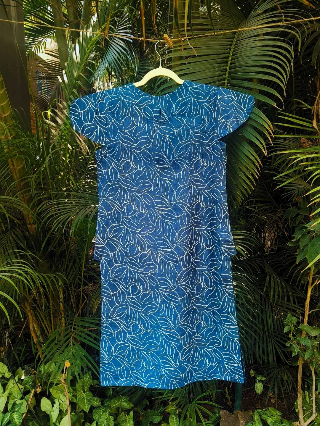 Azura Bright Blue Kurta- Handcrafted Kosa Silk Kurta | Jhultaru