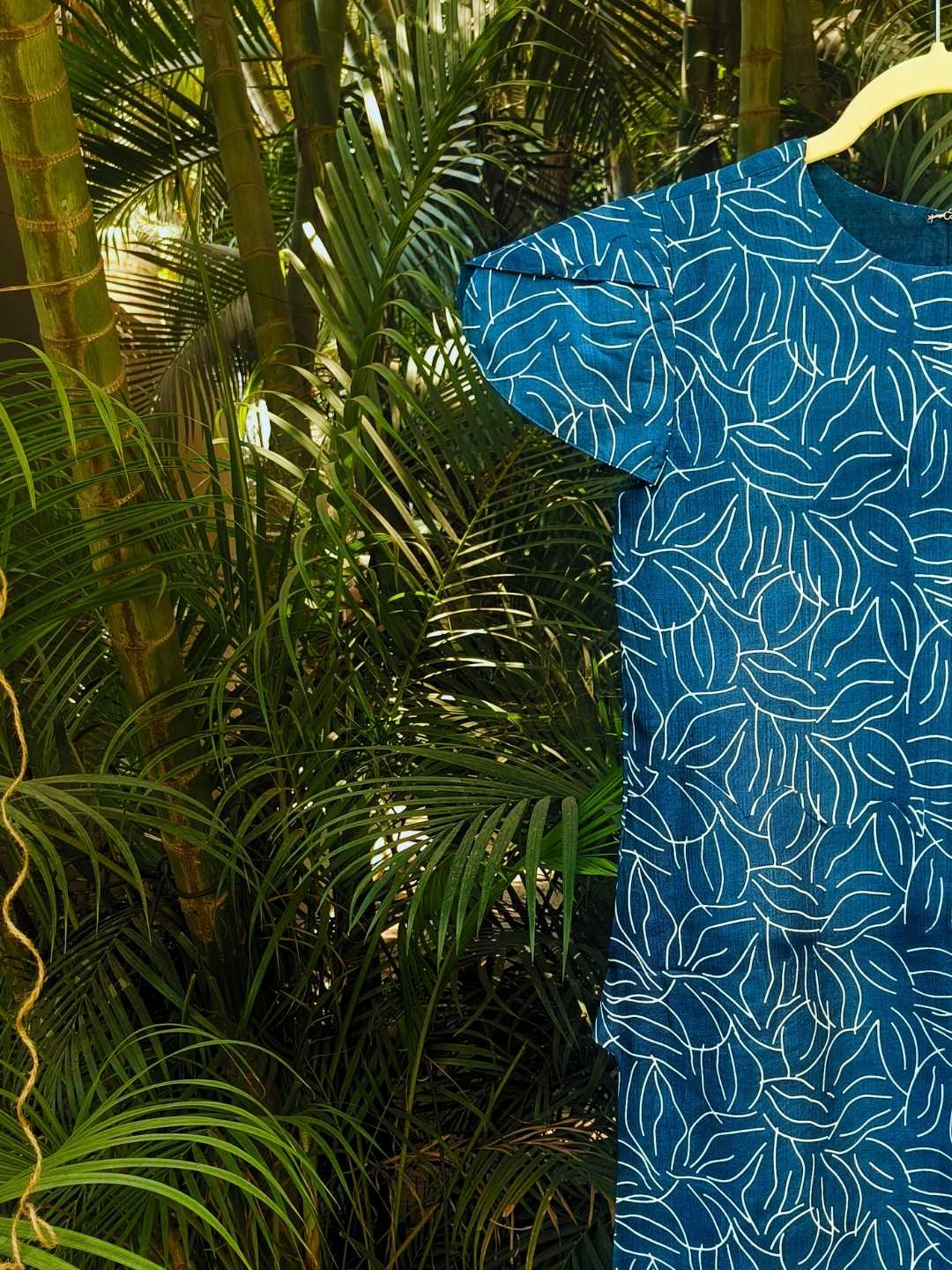 Azura Bright Blue Kurta- Handcrafted Kosa Silk Kurta | Jhultaru