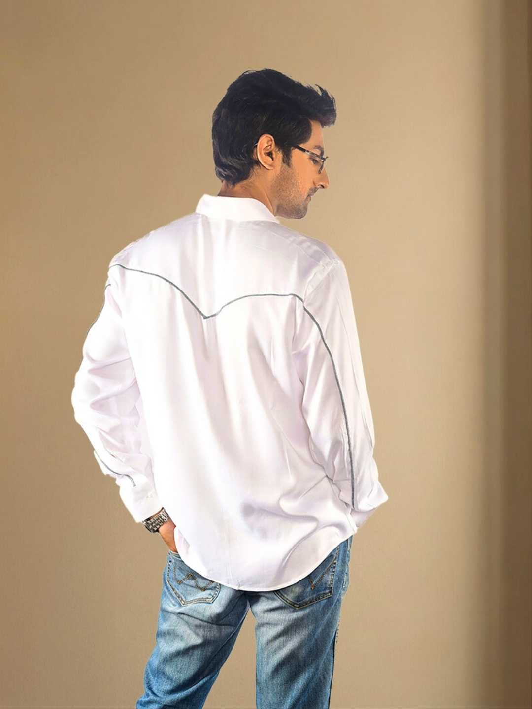 Elion White Tencel Men's Shirt | Jhultaru