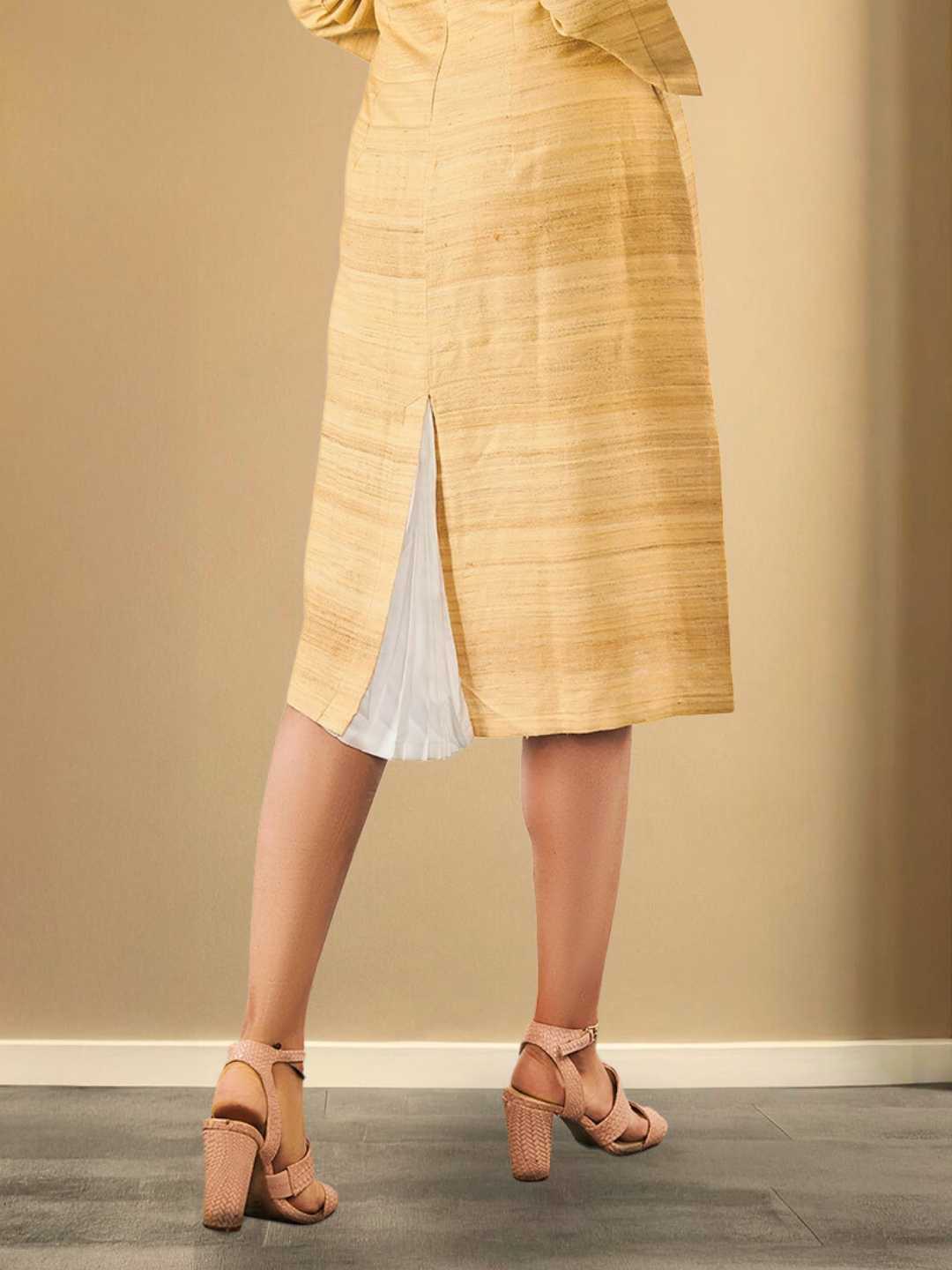Eila Beige Eri Silk Shift Dress | Jhultaru