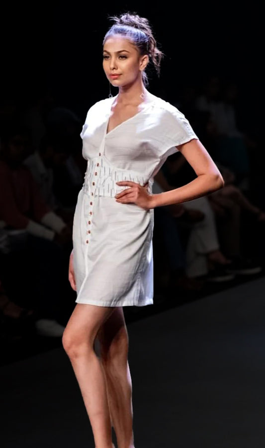 Starstruck White Tencel Dress |Jhultaru