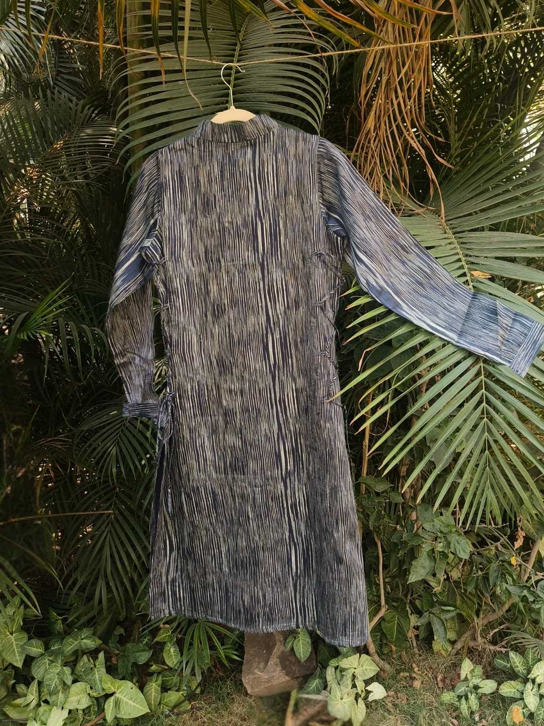 Siona Dark Blue Kurta - Handwoven Tussar Silk | Jhultaru