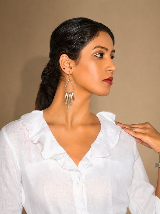 Saira White Formal Hemp Shirt Dress | Jhultaru