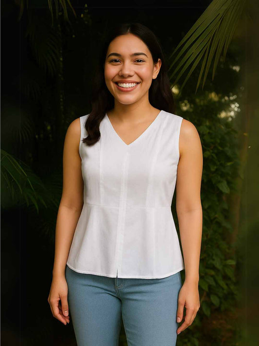Snowe White Hemp Top | Jhultaru