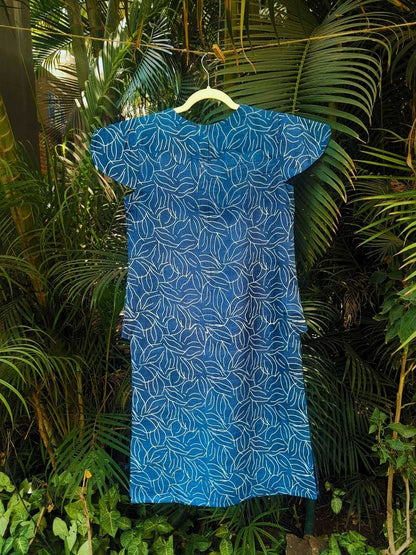 Azura Bright Blue Kurta- Handcrafted Kosa Silk Kurta | Jhultaru