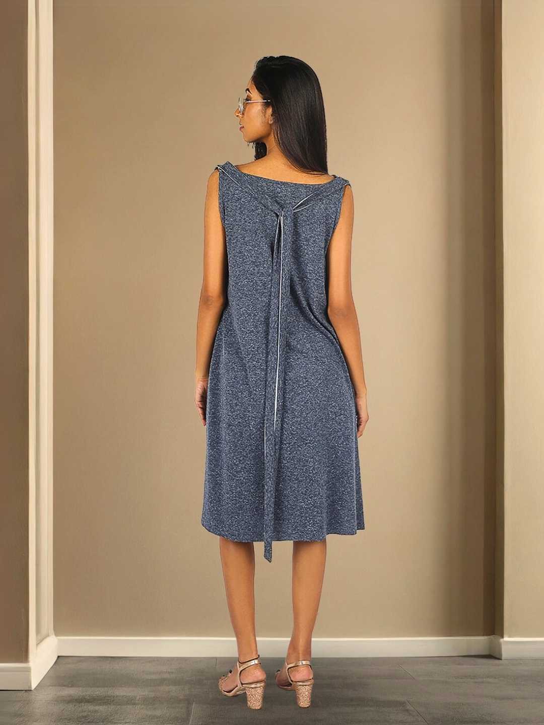 Nyra Grey Recycled Polyester & Hemp Dress | Jhultaru