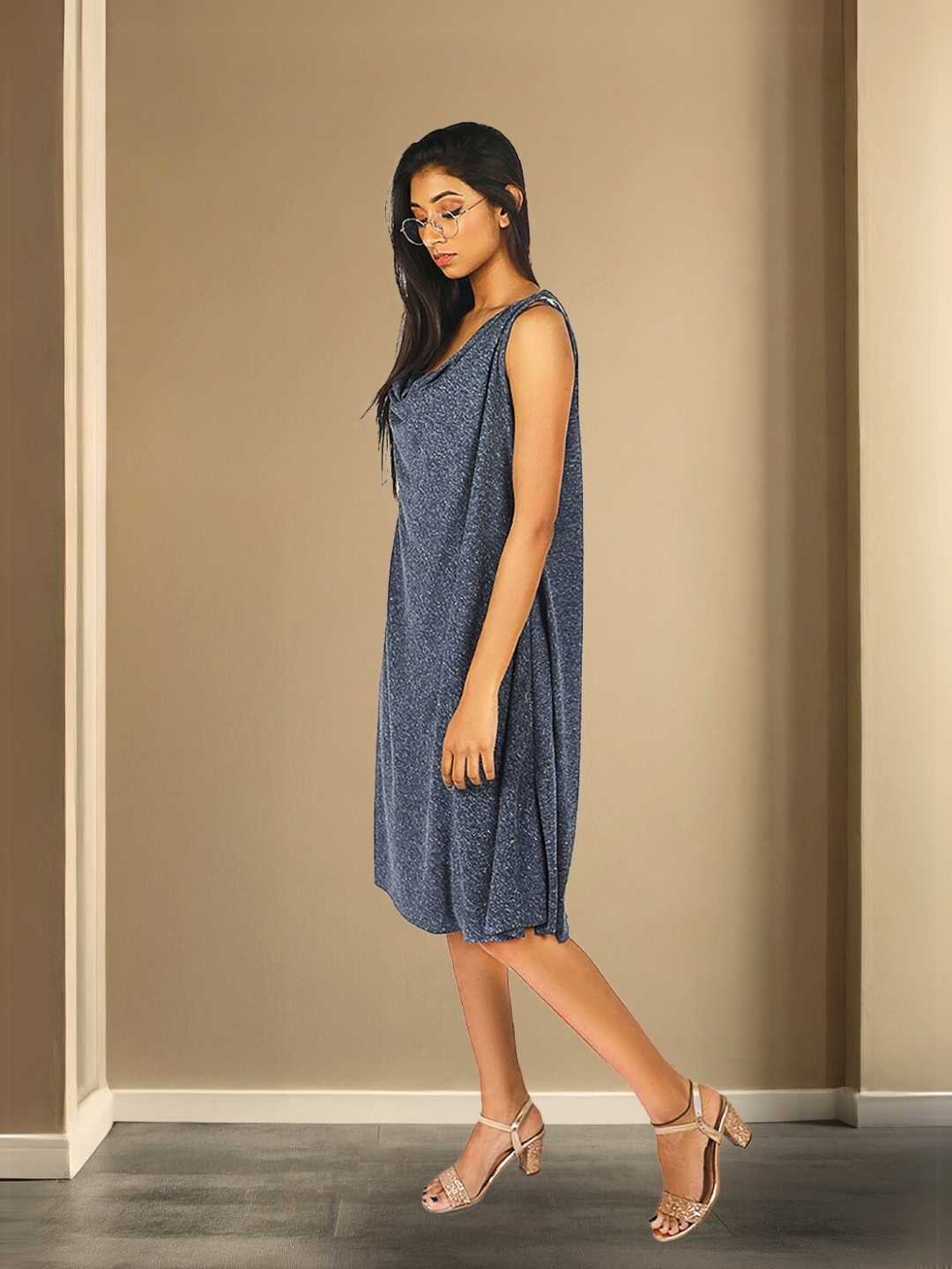 Nyra Grey Recycled Polyester & Hemp Dress | Jhultaru