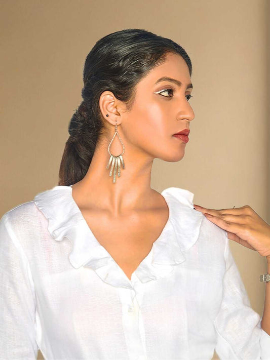 Saira White Formal Hemp Shirt Dress | Jhultaru