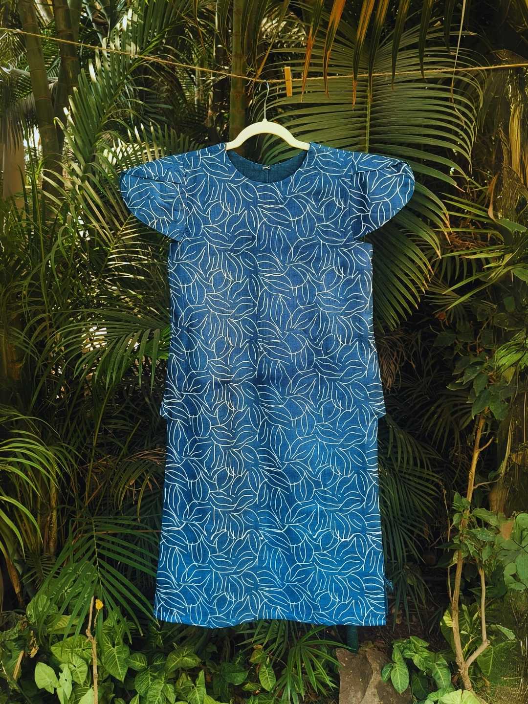 Azura Bright Blue Kurta- Handcrafted Kosa Silk Kurta | Jhultaru