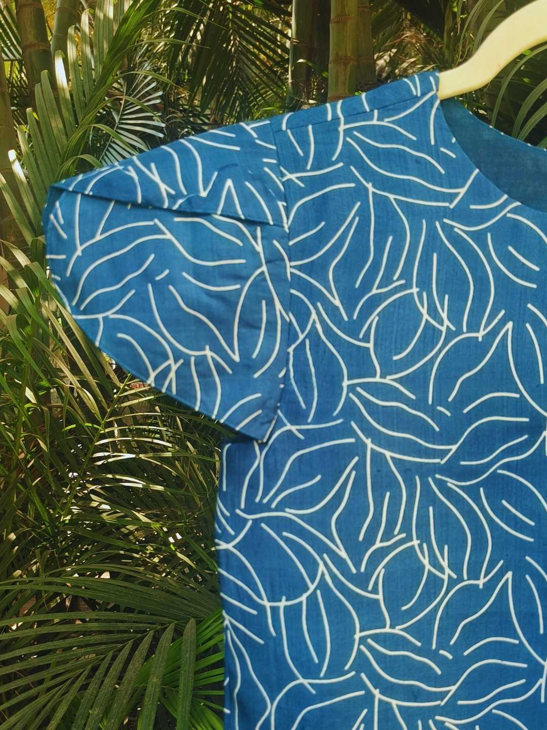 Azura Bright Blue Kurta- Handcrafted Kosa Silk Kurta | Jhultaru