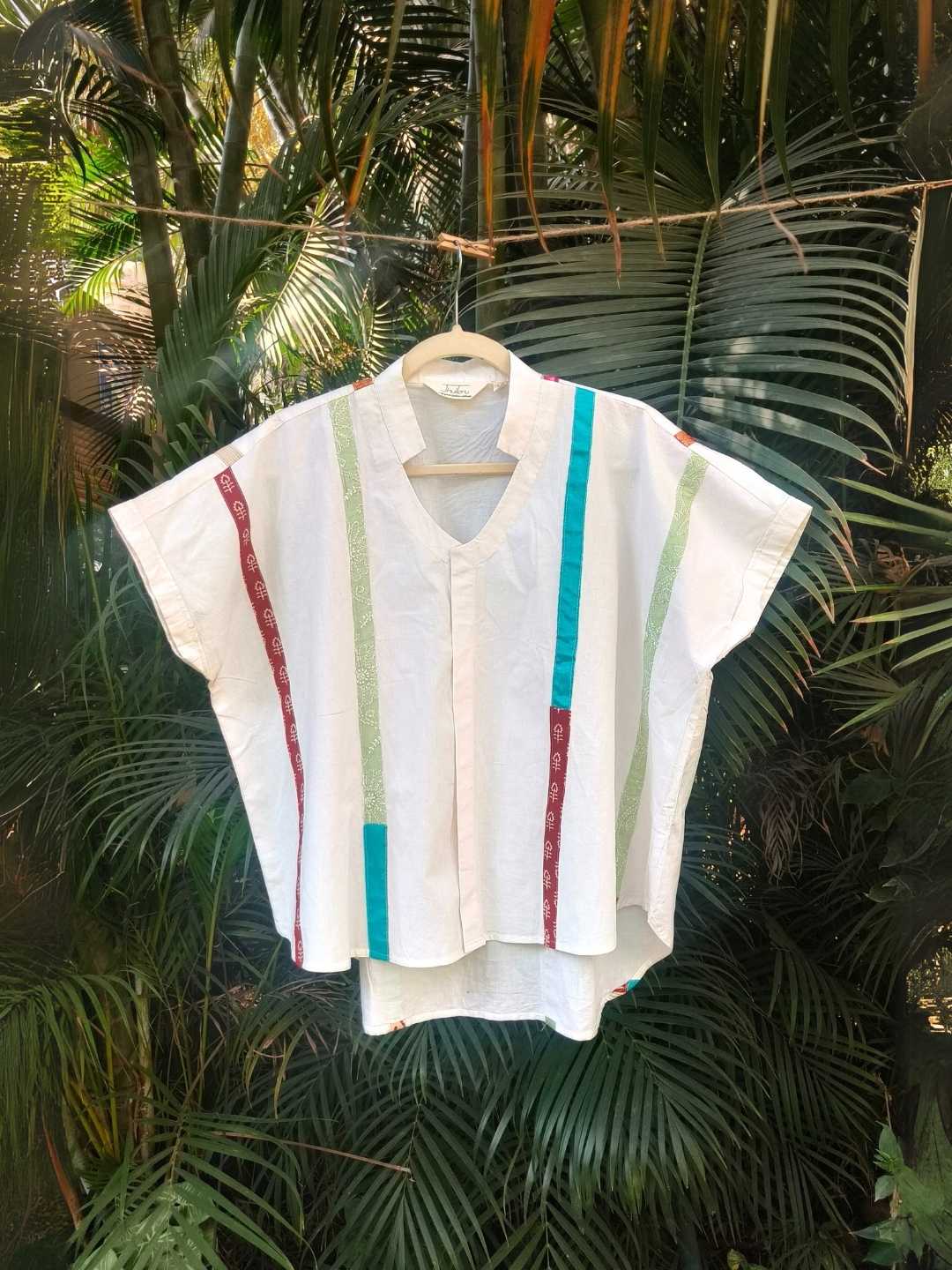 Celest White Handwoven Organic Cotton Statement Shirt | Jhultaru