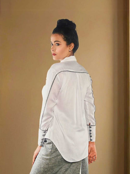 Eira Formal White Tencel Shirt | Jhultaru