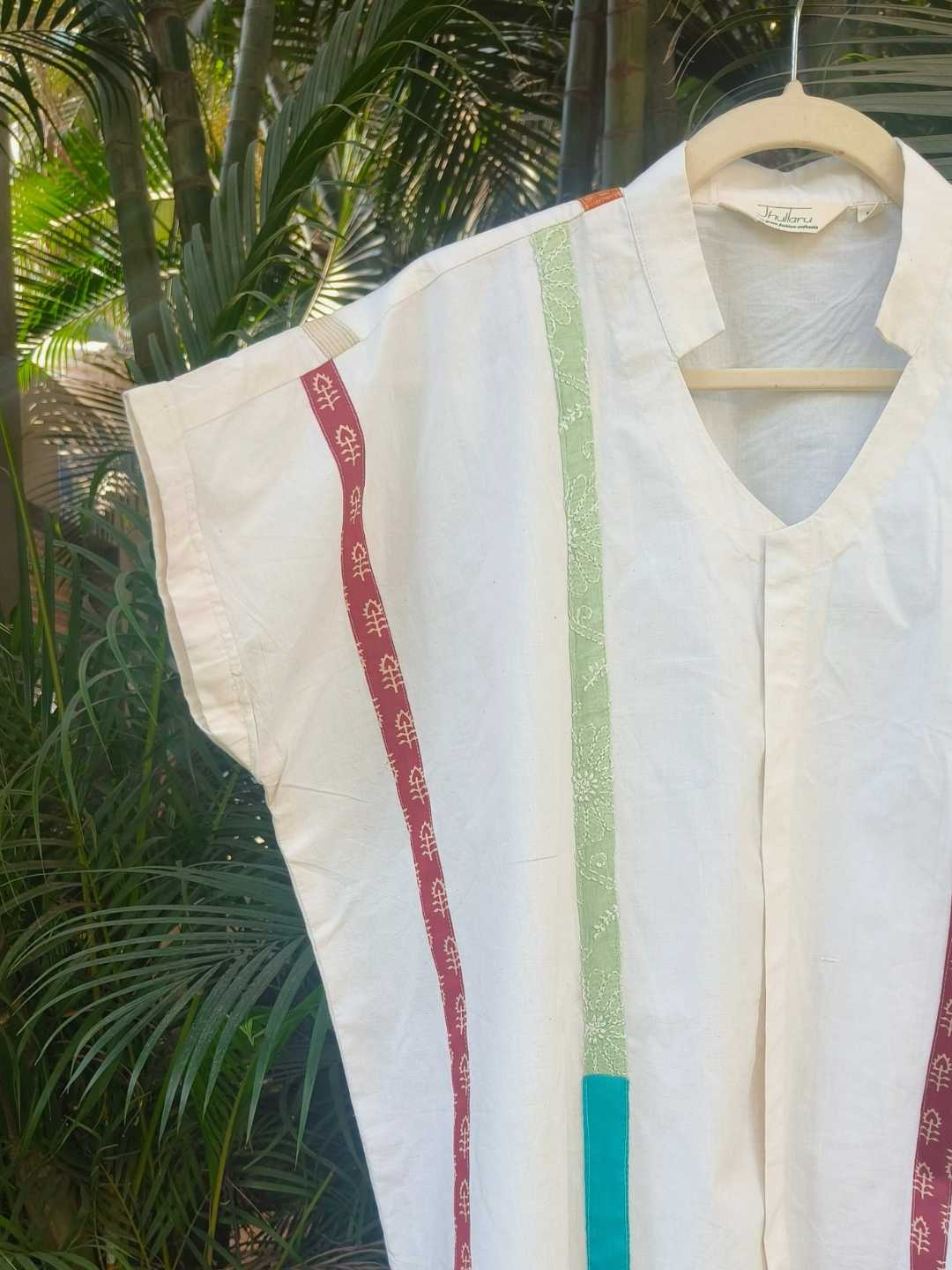 Celest White Handwoven Organic Cotton Statement Shirt | Jhultaru