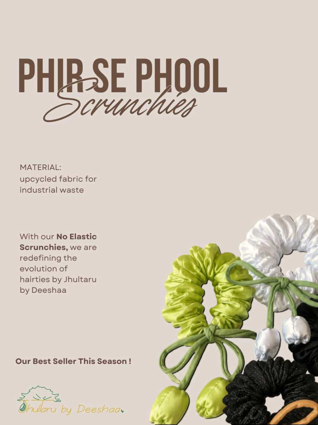 Phir se Phool Scrunchies | Pack Of 3 | Jhultaru by Deeshaa