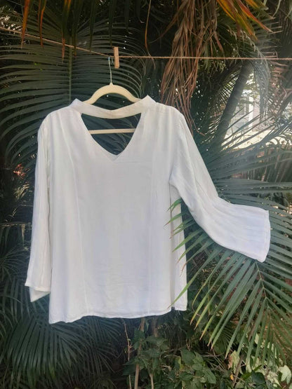 Ivora White Tencel Top | Jhultaru