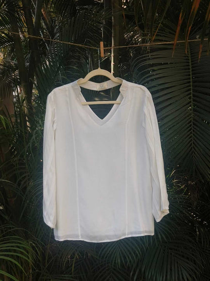 Ivora White Tencel Top | Jhultaru