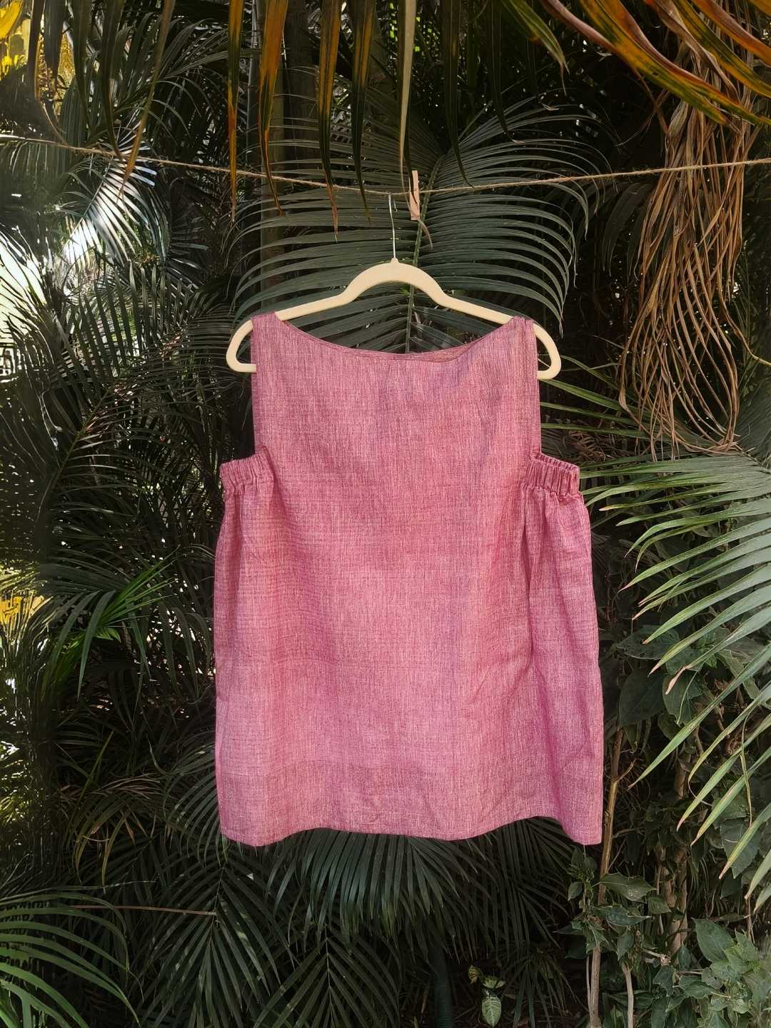 Merlot Top- Handwoven Khadi Cotton Top | Jhultaru. 100% Cotton Handwoven khadi- naturally breathable, organic, and artisan-made- Crafted in breathable handwoven khadi, the Merlot Top features a soft boat neckline and relaxed fit. A sustainable and eco-friendly choice for everyday ease by Jhultaru.