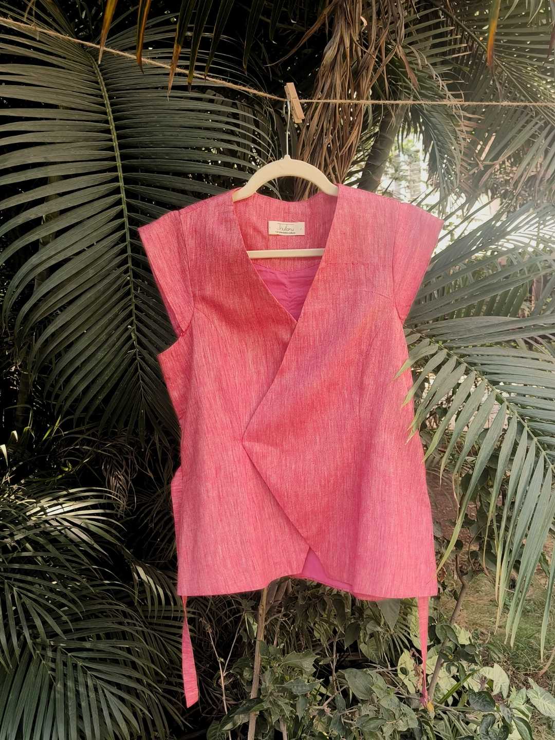 Rose Wrap Vest in Handwoven Khadi Cotton | Jhultaru