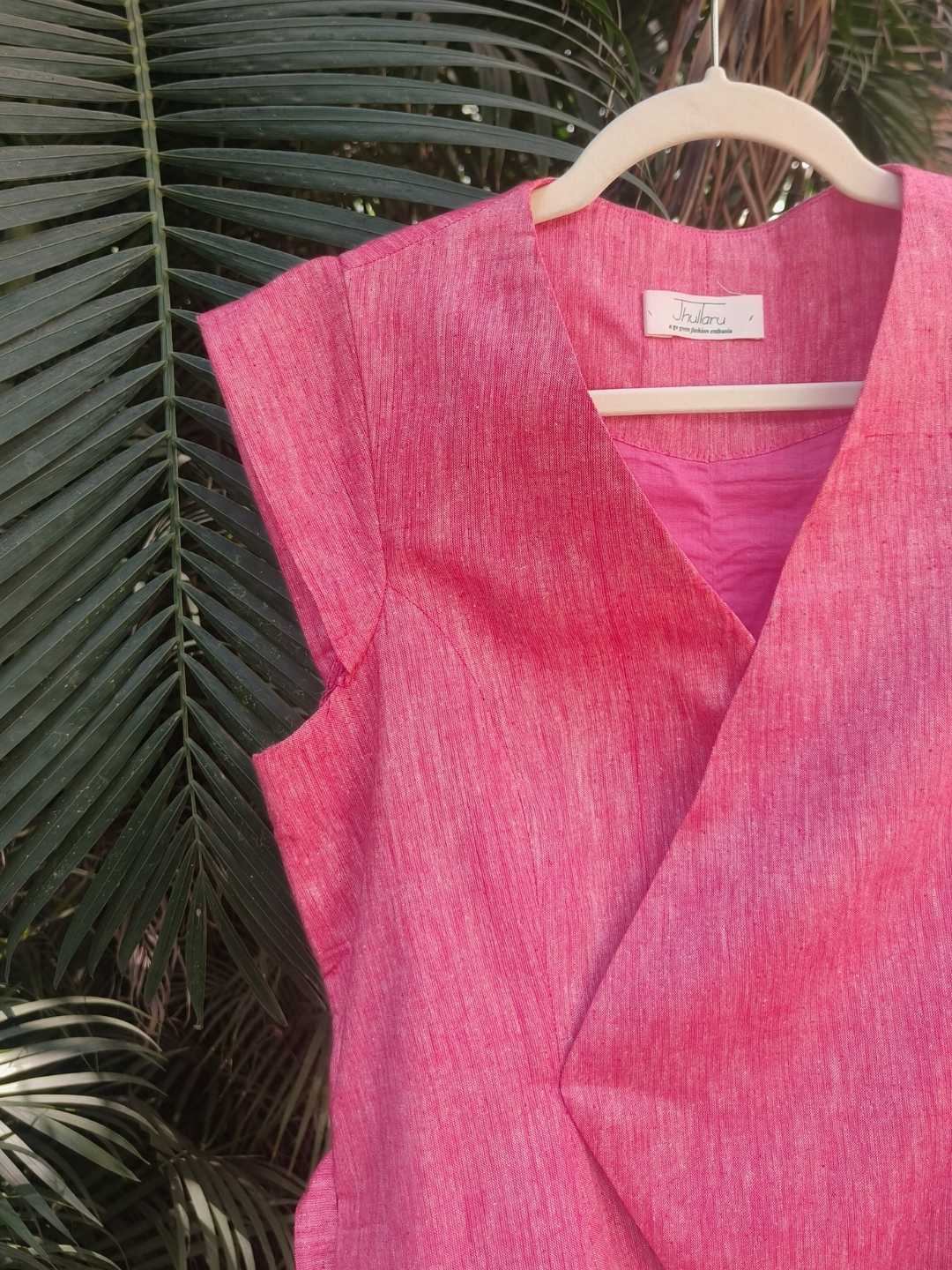 Rose Wrap Vest in Handwoven Khadi Cotton | Jhultaru