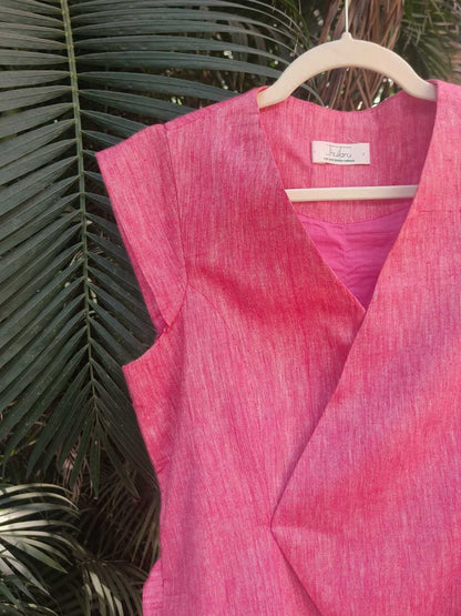 Rose Wrap Vest in Handwoven Khadi Cotton | Jhultaru
