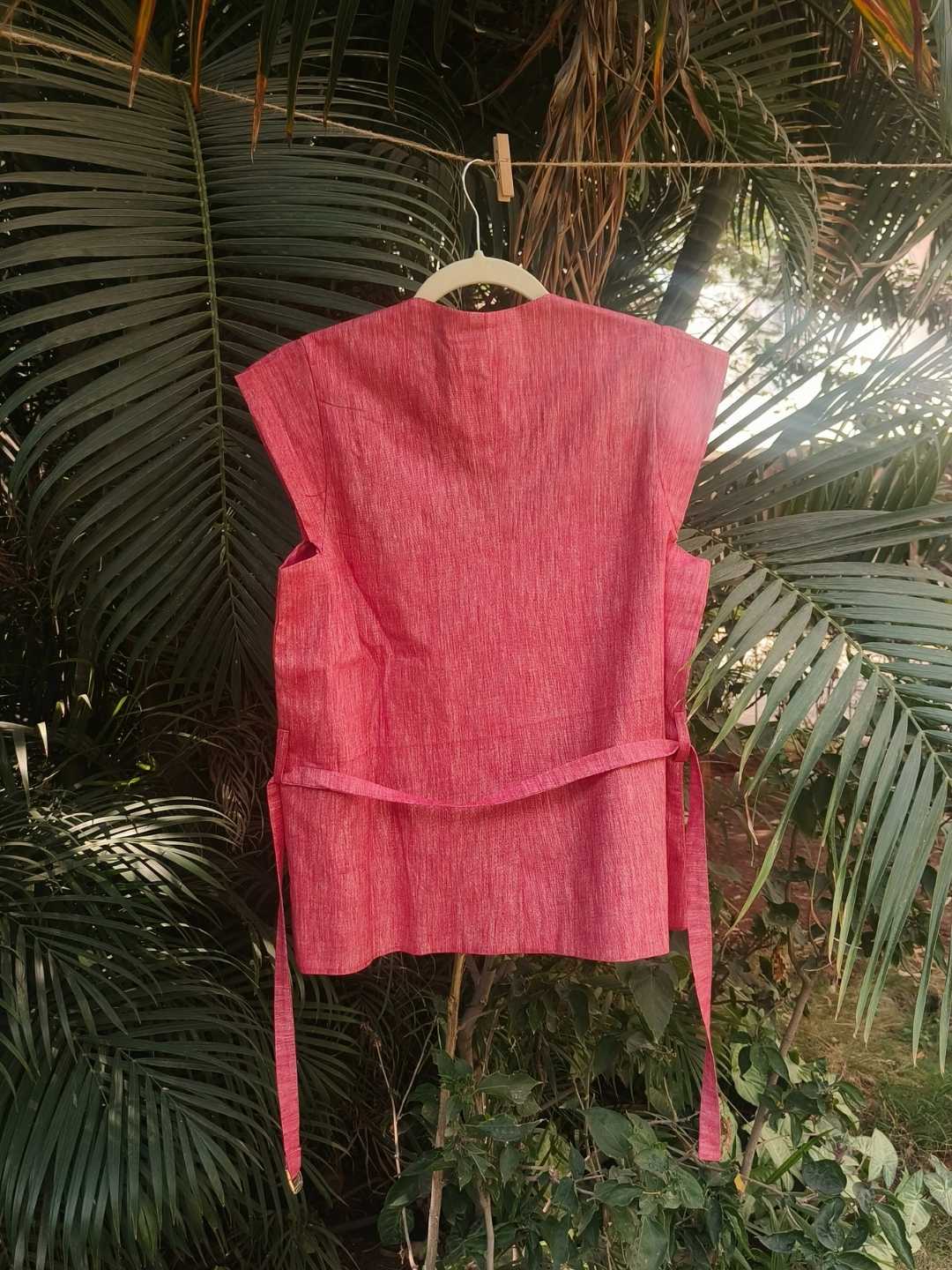 Rose Wrap Vest in Handwoven Khadi Cotton | Jhultaru
