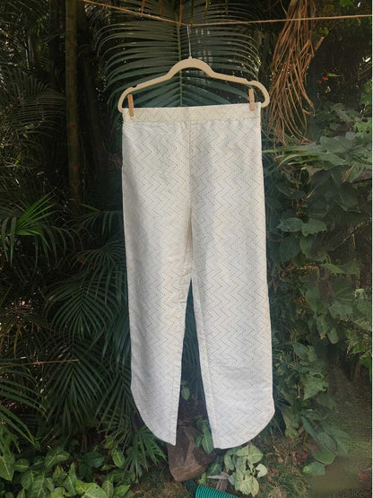 Selene White Co-ord Set- Handwoven Kosa Silk | Jhultaru