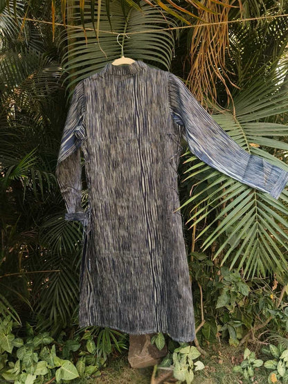 Siona Dark Blue Kurta - Handwoven Tussar Silk | Jhultaru