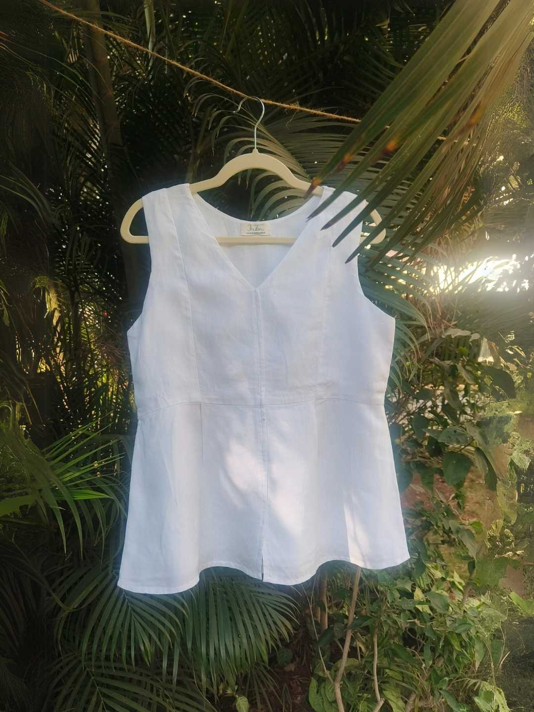 Snowe White Hemp Top | Jhultaru