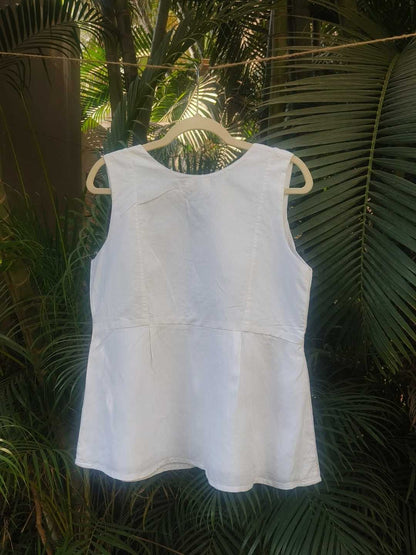 Snowe White Hemp Top | Jhultaru