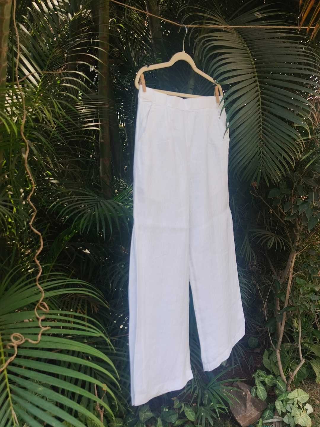 Vianca White Hemp Pants | Jhultaru
