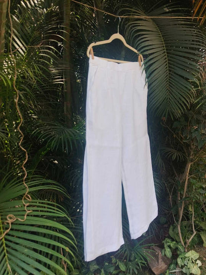 Vianca White Hemp Pants | Jhultaru