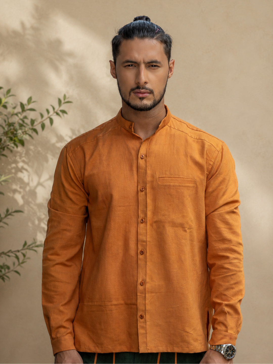 Marigold Men's Khadi Shirt | Jhultaru