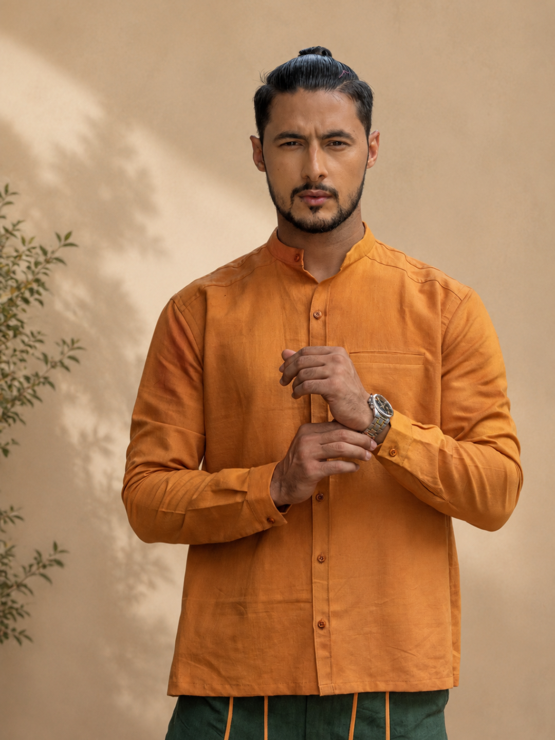 Marigold Men's Khadi Shirt | Jhultaru
