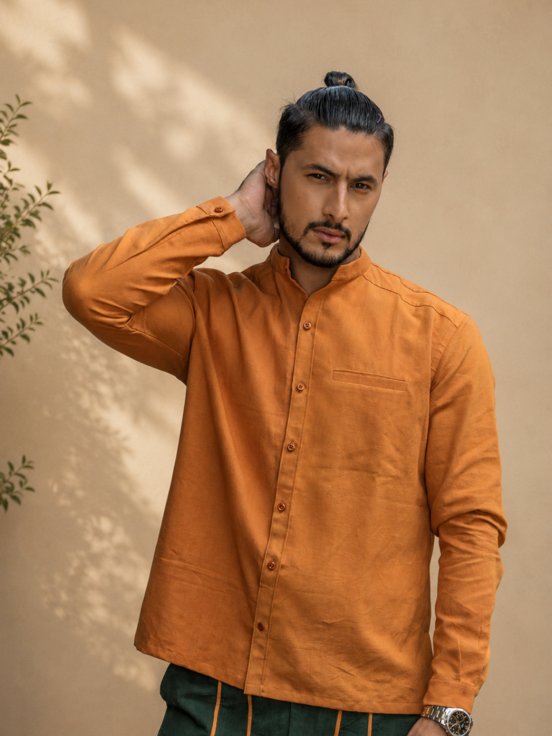 Marigold Men's Khadi Shirt | Jhultaru