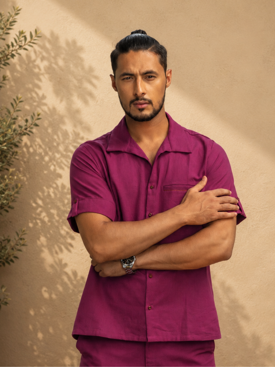 Fuchsia Pop Men's Khadi Shirt | Jhultaru
