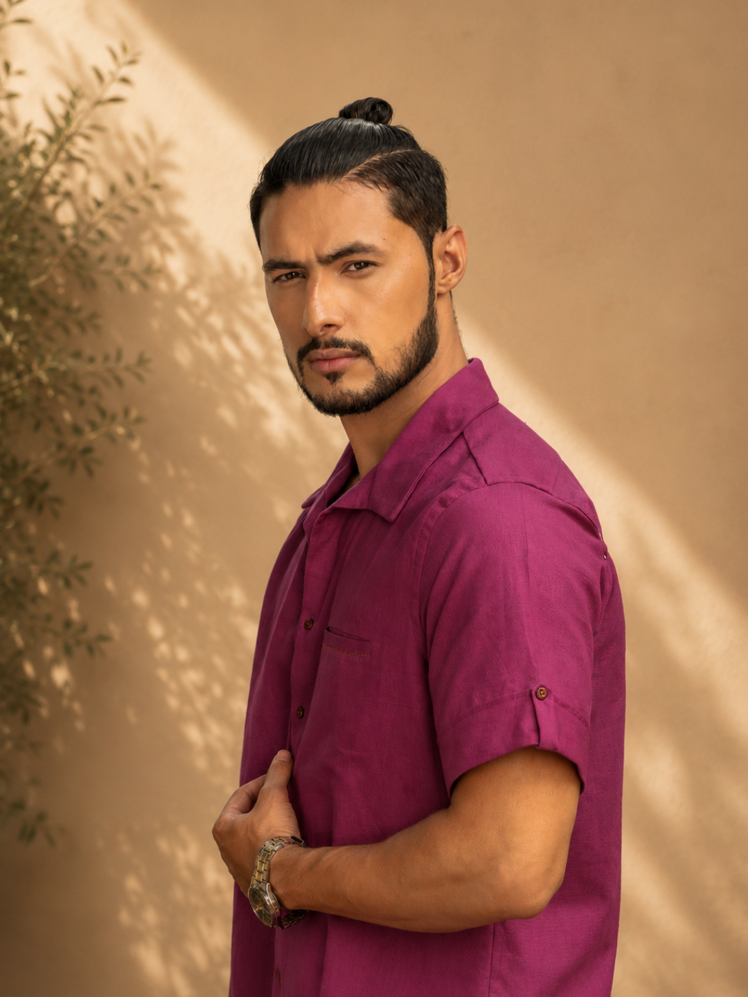 Fuchsia Pop Men's Khadi Shirt | Jhultaru