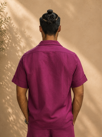 Fuchsia Pop Men's Khadi Shirt | Jhultaru