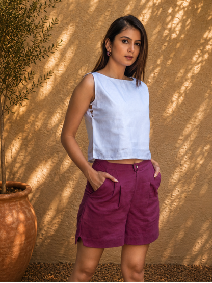 Fuchsia Pop Hot Khadi Shorts | Jhultaru