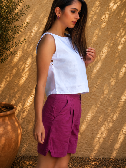 Fuchsia Pop Hot Khadi Shorts | Jhultaru