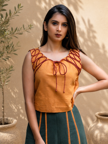 Marry Gold Khadi Crop Top | Jhultaru