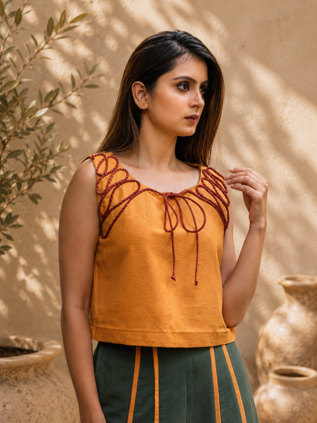 Marry Gold Khadi Crop Top | Jhultaru
