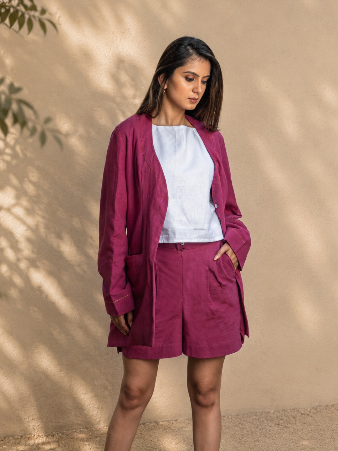 Fuchsia Bomb Khadi Blazer | Jhultaru