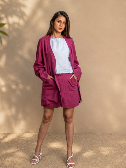 Fuchsia Bomb Khadi Blazer | Jhultaru