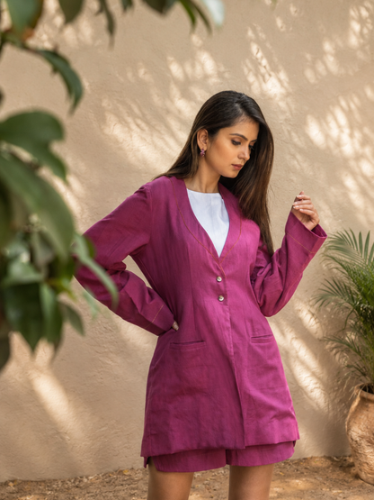 Fuchsia Bomb Khadi Blazer | Jhultaru