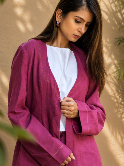 Fuchsia Bomb Khadi Blazer | Jhultaru