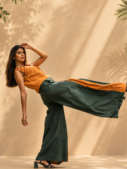 Scandal Green Khadi Pants | Jhultaru