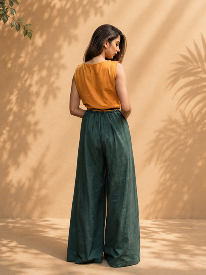 Scandal Green Khadi Pants | Jhultaru