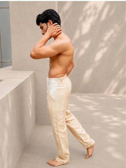Adrian Beige Textured Pants| Jhultaru