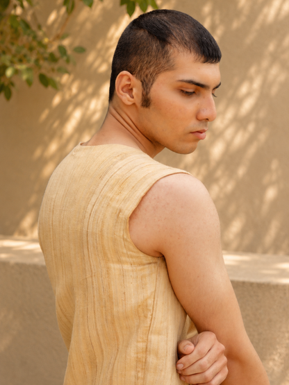 Ryder Handwoven Eri-Geecha Silk Vest | Jhultaru