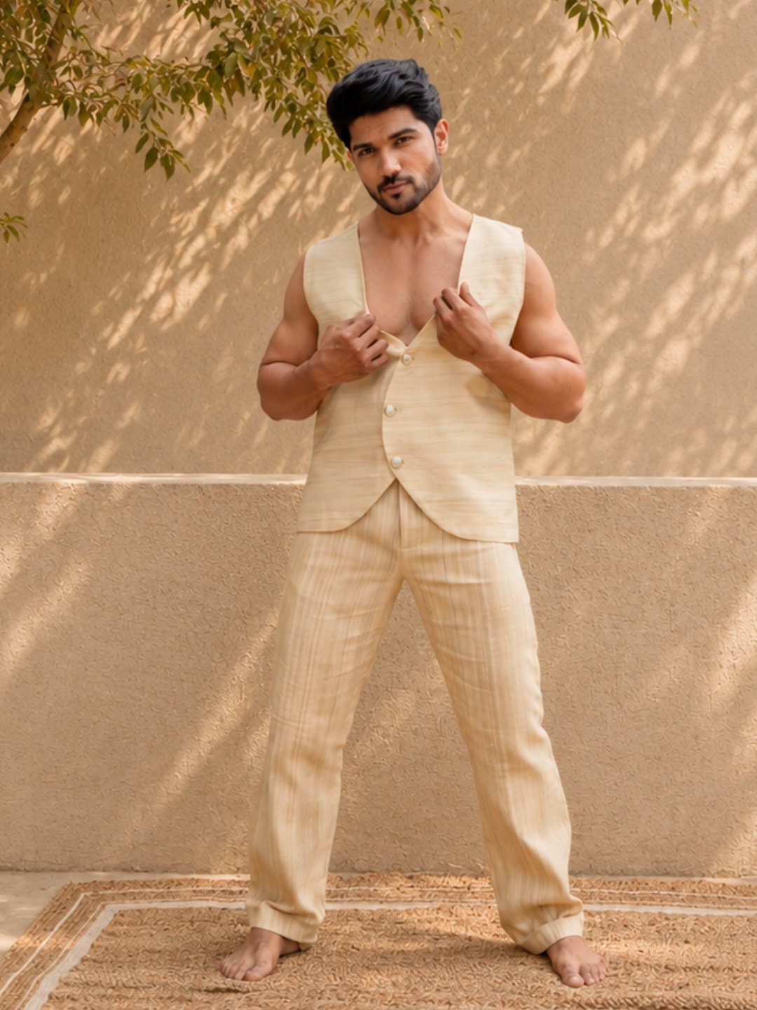 Felix Handwoven Eri-Geecha Silk Vest | Jhultaru
